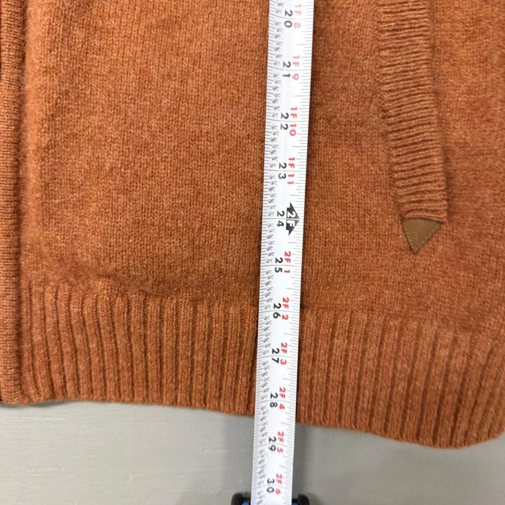 Duluth Trading Co Full Zip Sweater‎ Orange Shetland Wool Windproof Quilted XL
